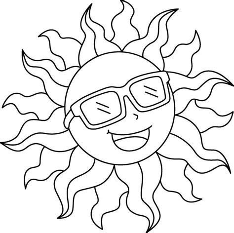 Sun with Happy Summer Isolated Coloring Page 26493225 Vector Art at ...