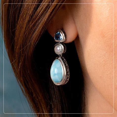 Vintage Earrings In Sterling Silver And Larimar By Marahlago