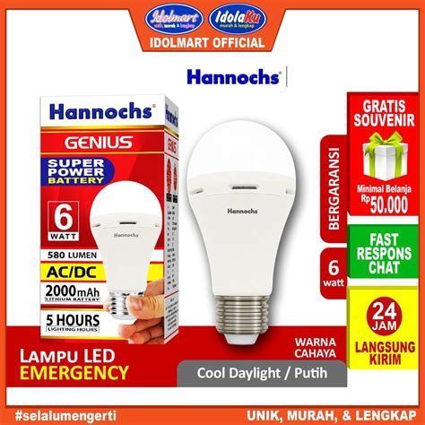 Jual Idolmart Hannochs Lampu Emergency Led Ac Dc Genius Watt Cahaya