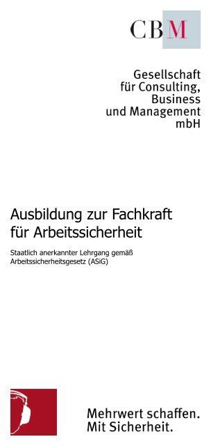 Ausbildung Zur Fachkraft F R Arbeitssicherheit Cbm Gmbh Aachen