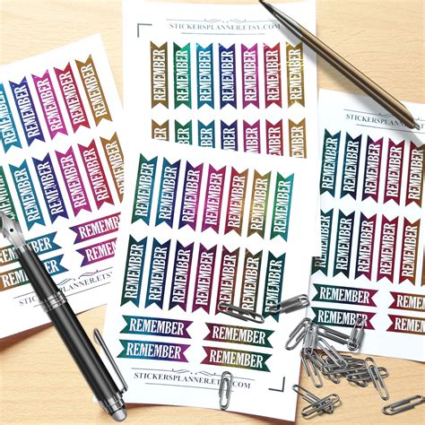 Foil Stickers Planner Foiled Remember Label Functional Planner Header Stickers Journal Calendars ...