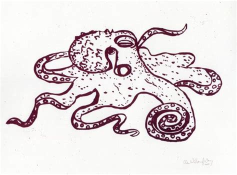 Archival Print Of The Giant Pacific Octopus Screenprint Etsy Screen