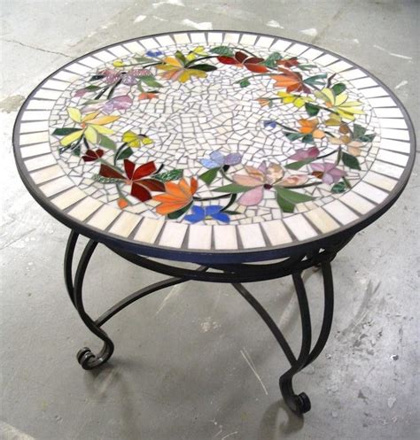 VIBRANT FLOWER MOSAIC Table Top Indoor Outdoor Furniture Home Decor