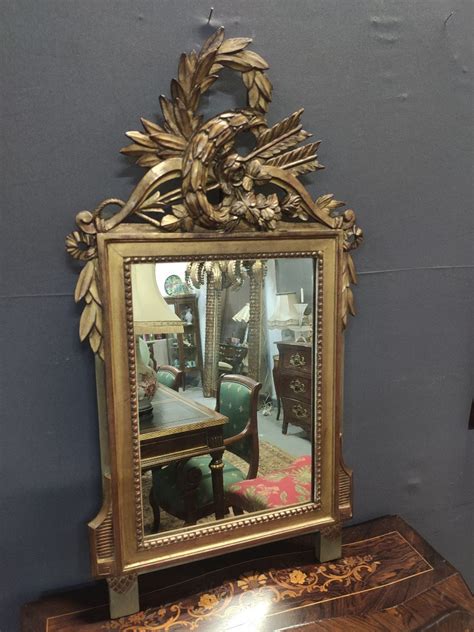 Proantic Petit Miroir Style Louis Xvi En Bois Dor