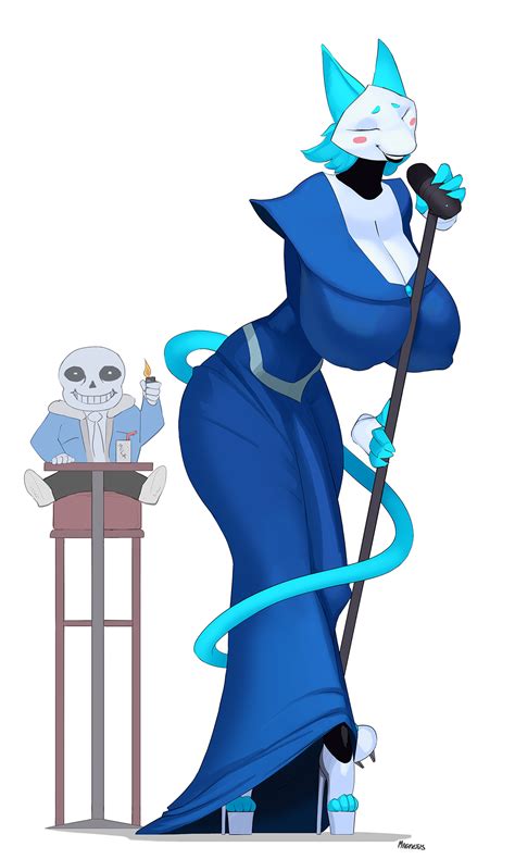 Rule 34 2023 Animated Skeleton Anthro Big Breasts Biped Blue Clothing Blue Dress Blush Blush