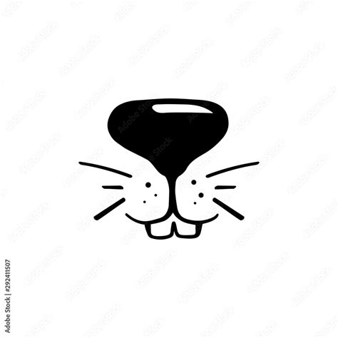 Black and while rabbit face vector illustration. Cute rabbit icon ...