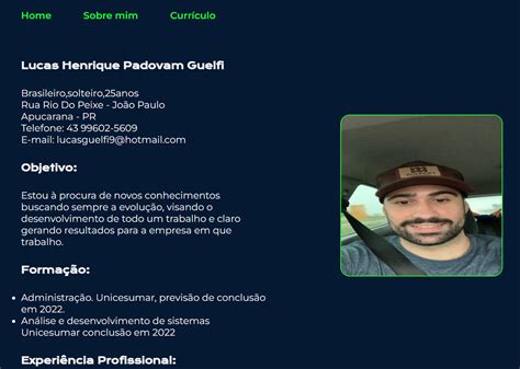 Desafio Crie Uma P Gina Curr Culo Html E Css Cabe Alho Footer E