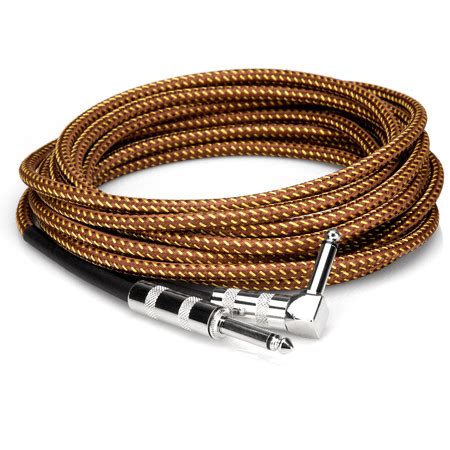 Hosa 18 Classic Tweed Mono 1 4 Male To 1 4 Angled Male Guitar Cable