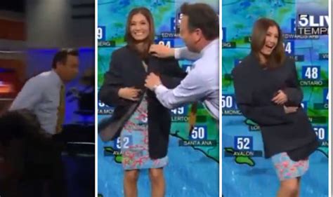 News Anchor Saves Weather Girl After Wardrobe Malfunctiion Uk