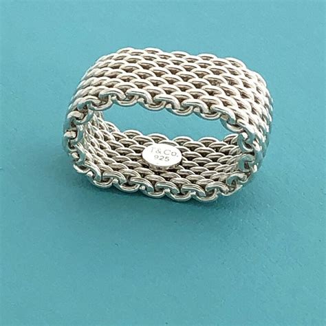 Size 65 Tiffany And Co Somerset Mesh Basket Weave Ring In Etsy