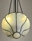 Genuine Antique Lighting Chipped Ice Opalescent Leaded Glass Inverted