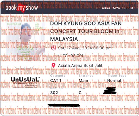 WTS CAT 1 VIP Doh Kyung Soo Asia Fan Concert Bloom In Malaysia