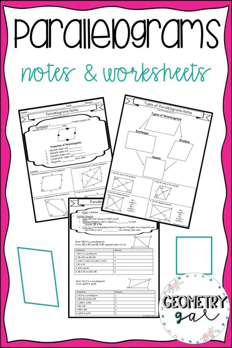 Parallelograms Guided Notes And Worksheets High School Geometry Notes