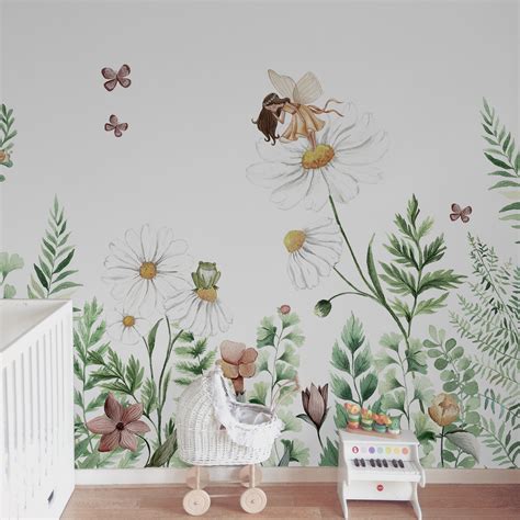 Fairy garden - floral kids wall mural for beautiful walls!