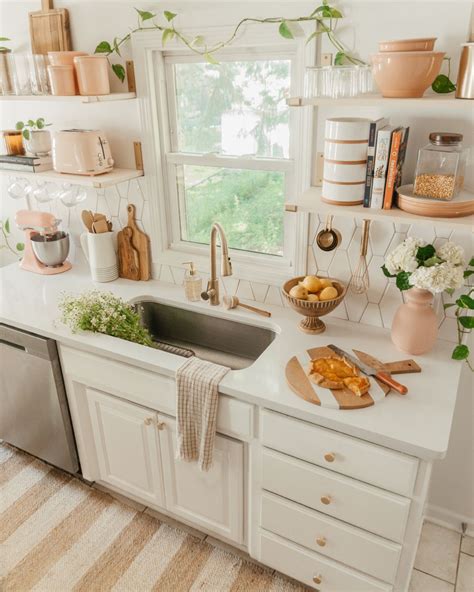 Boho Scandi Small Kitchen With Pink Accents