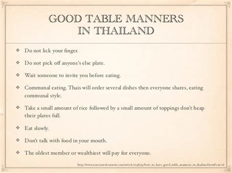 Thai Table Manners