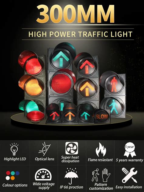 Waterproof Tricolor Trafic Sign Warning Light V Driveway Lighting Red