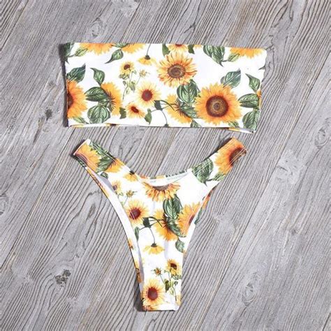 Sunflower Print Bikini Free Shipping Sunwise Swimwear