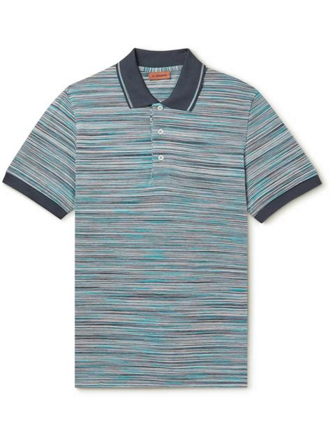 Missoni Space Dyed Cotton Piqué Polo Shirt Blue Missoni