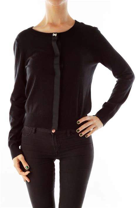 Kate Spade Black Knit Cardigan Cashmere Cotton Silkroll