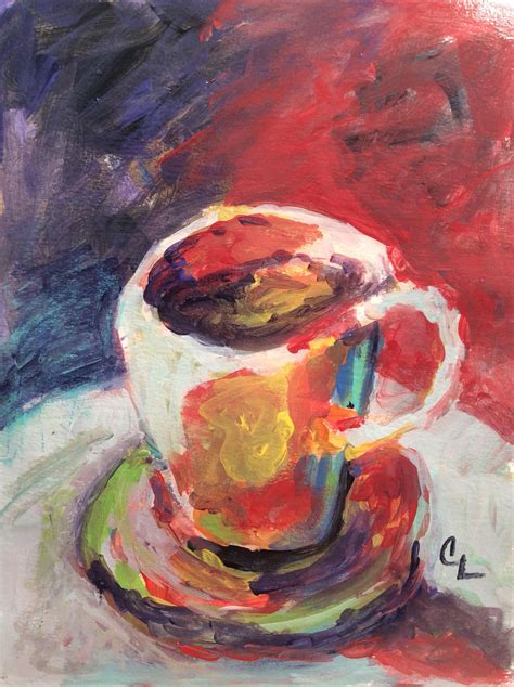 Abstract Painting Coffee Mug Art Original Painting Hot Stuff