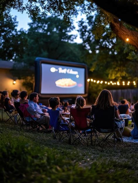 Outdoor Movie Night Under The Stars Premium Ai Generated Image