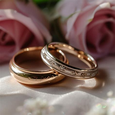 Premium Ai Image Two Gold Wedding Rings With The Words Wedding On