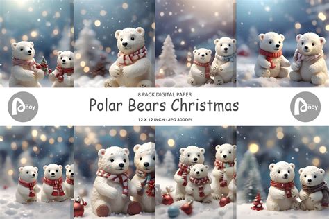 Digital Paper Polar Bears Christmas Graphic By Artnoy · Creative Fabrica