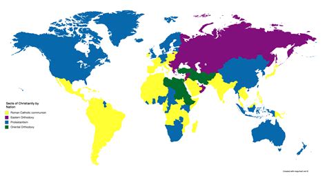 Dominant Sects Of Christianity By Nation Including Non Majority