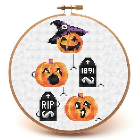 Halloween Pumpkins Cross Stitch Pattern Peacock Fig