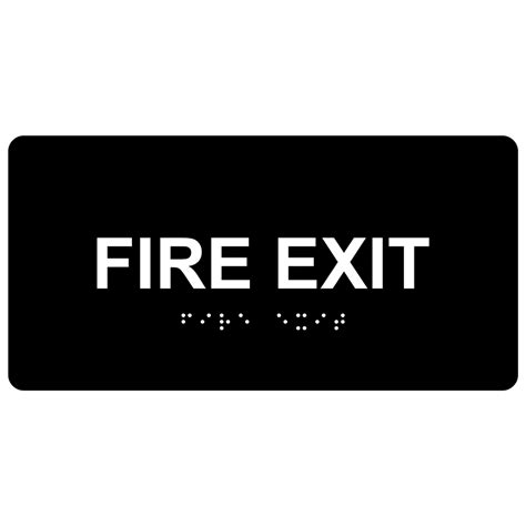 Ada Fire Exit Braille Sign Rsme 340 Whtonblk