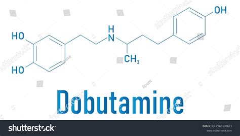 Dobutamine Sympathomimetic Drug Molecule Skeletal Formula Stock Vector