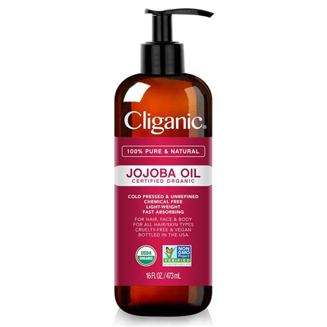 Cliganic Usda Organic Jojoba Oil 16oz With Pump 100 Pure