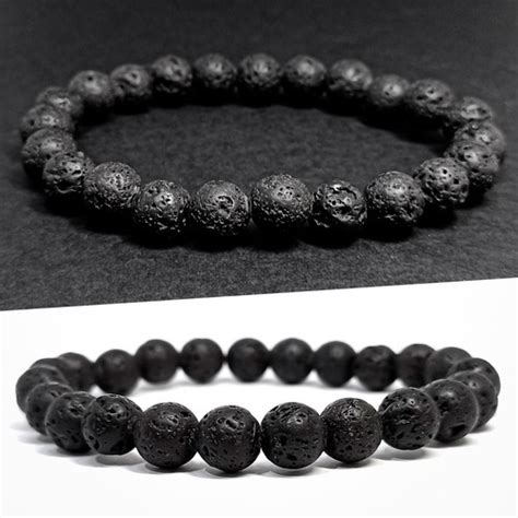 Pulseira Masculina Feminina Pedra Natural Vulc Nica Mm Parcelamento