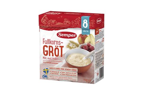 Fullkornsgröt mild med frukt från Semper Barnmat