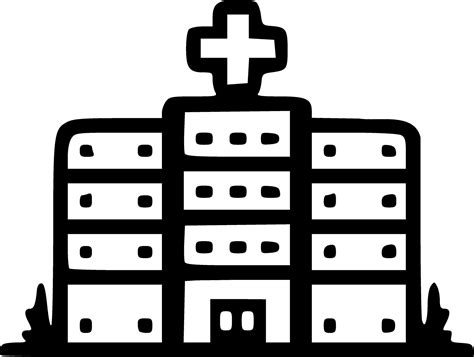 Hospital building black white vector illustration 25257177 Vector Art ...