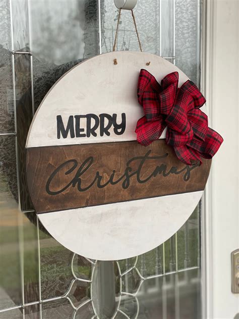 Merry Christmas Door Hanger Wooden Door Hanger Christmas Etsy