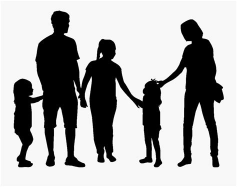 Family Silhouette Clip Art - Silhouette Family Of 5 , Free Transparent Clipart - ClipartKey