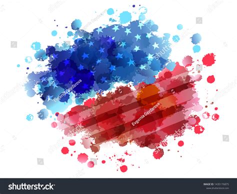 Watercolor American Flag Hand Drawn Watercolor Stock Vector Royalty Free 1435176875 Shutterstock