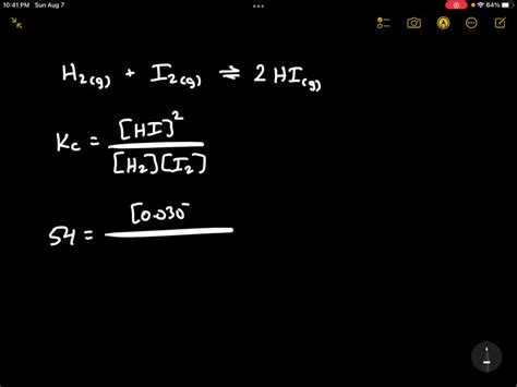 Solved The Equilibrium Constant For The Reaction H2g I2g 2hig