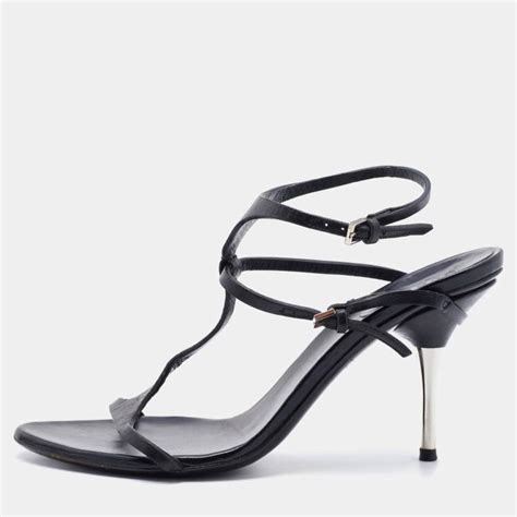 Gucci Black Leather Strappy Sandals Size 37 5 Gucci The Luxury Closet