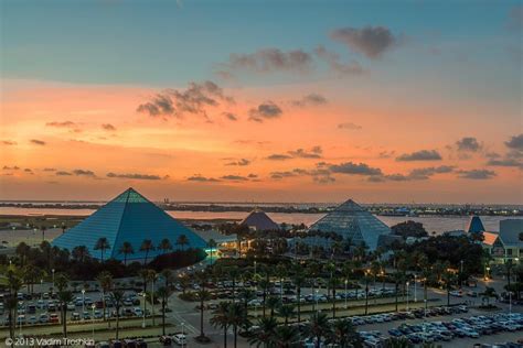 Moody Gardens Galveston At Sunset From Left Aquarium Pyramid Imax