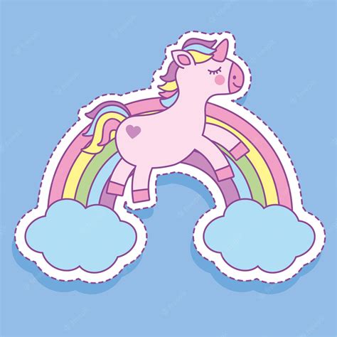 Premium Vector | Unicorn and rainbow cartoon