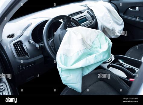 Airbag Exploded At A Car After The Accident Driver And Passenger