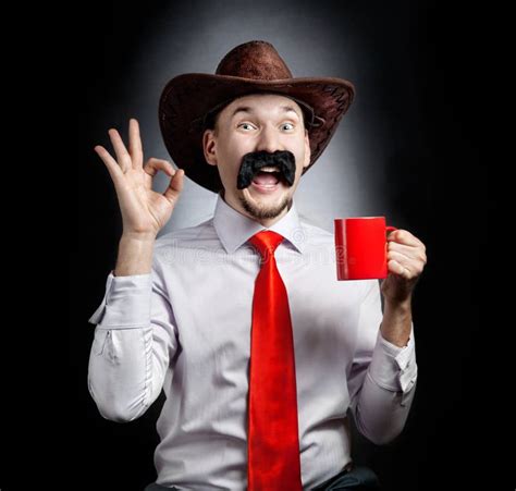 Funny Cowboy with cup stock photo. Image of macho, male - 28526922