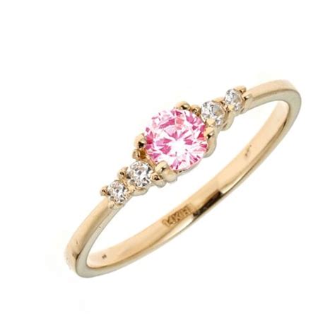 Childrens 14k Solid Yellow Gold Pink White Cubic Zirconia Baby Ring Ebay