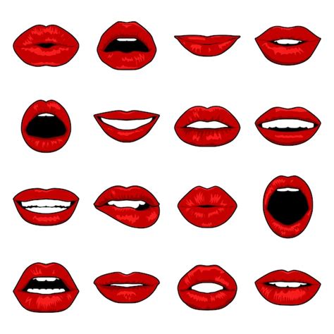 Premium Vector Pop Art Lips Set