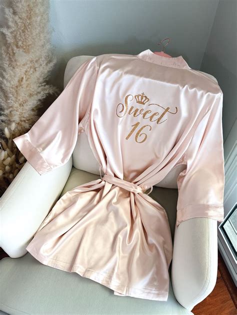 Sweet Sixteen Robe Custom Glitter Quinceañera Robe Silk Personalized