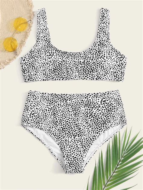 Dalmatian High Waisted Bikini Swimsuit Shein Usa Bikini Swimsuits