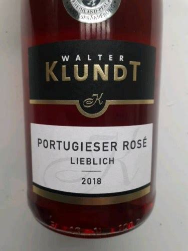 Walter Klundt Portugieser Rosé Lieblich Vivino US